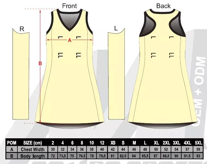 Customized Full Sublimation A Line Netball Dresses No MOQ