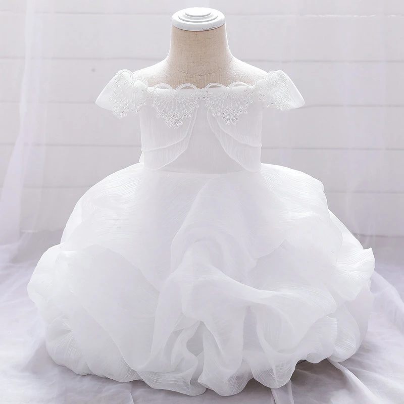 Fluffy Cake Skirt Mesh Shoulder Baby Full Moon Dress Wedding Dress