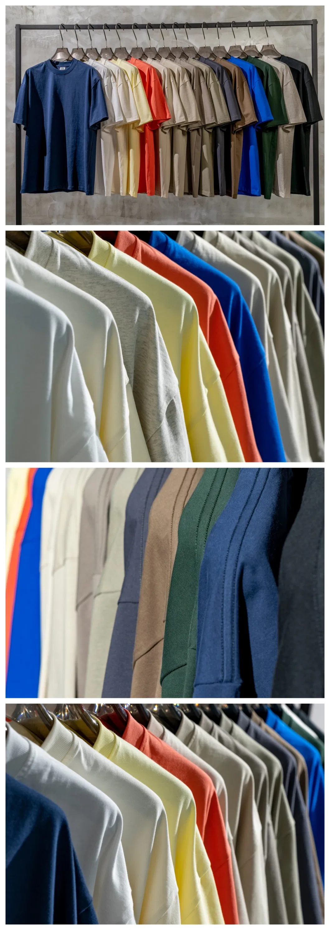 305g Heavyweight High Quality 100%Cotton Oversized Custom Printing Design Own Tshirts Unisex Puff Print Drop Shoulder White Blank Plain Oversize T Shirt for Men
