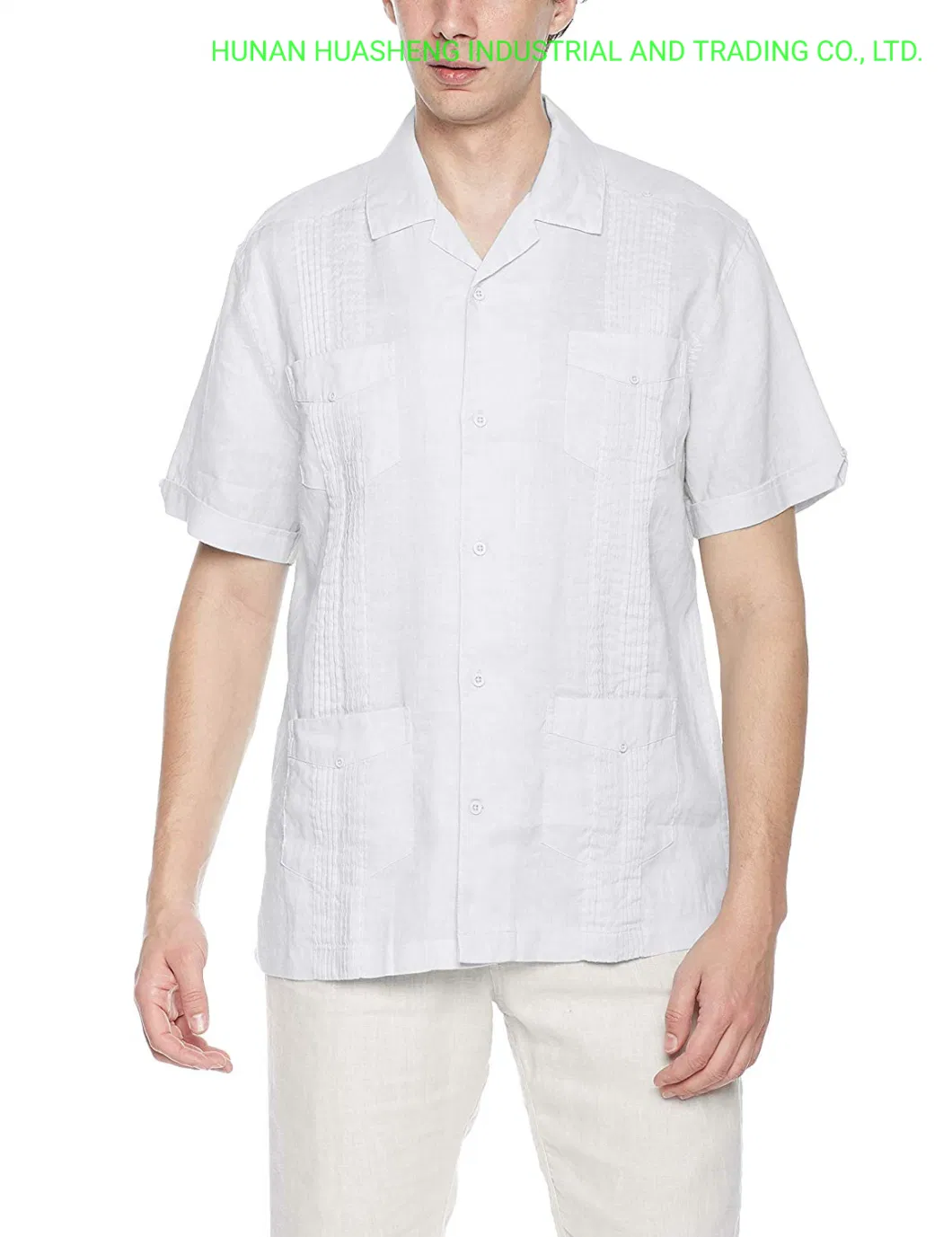 Men&prime;s Short Sleeve 100% Ramie Cuban Guayabera Shirt
