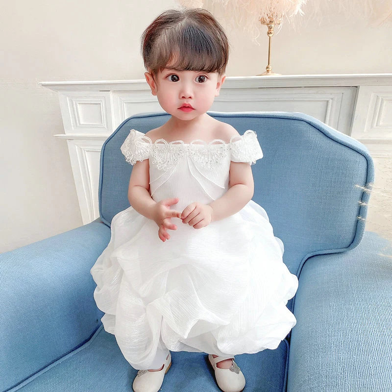 Fluffy Cake Skirt Mesh Shoulder Baby Full Moon Dress Wedding Dress