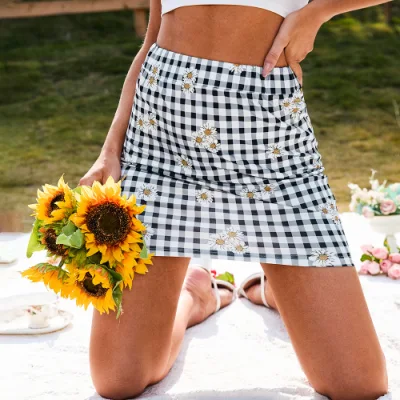2023 Ins Style Fashion Girls Plaid Floral Summer Womens Skirts