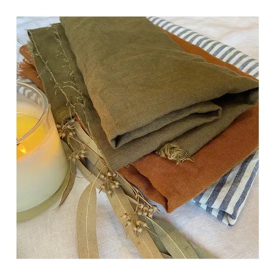 Lz Organic Stone Washed Linen 100% Pure French Flax Linen Fabric 100% Linen