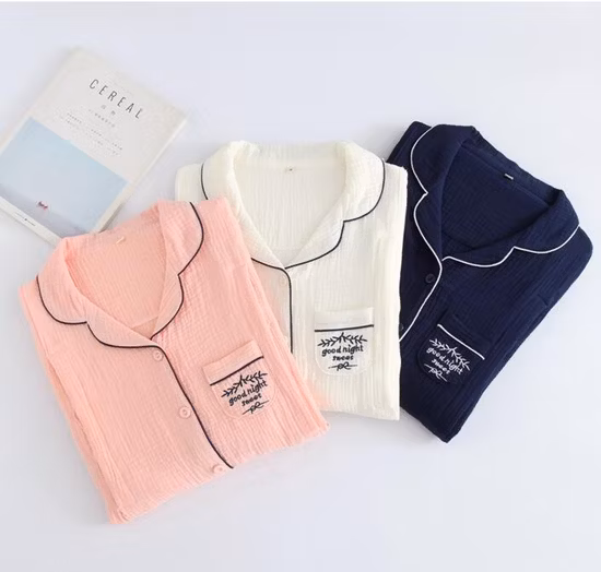 Cotton Muslin Gauze Lady&prime;s Lactation Sleepwear Nursing Pajamas Nightwear