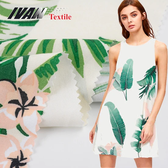 Flower Leaves Garment Sustainable Custom Print Rayon for Dress 