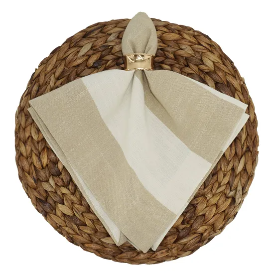 Brown Thick Stripes Jacquard Stripes Fabric for Table Linens and Napkins for Dinner & Wedding 