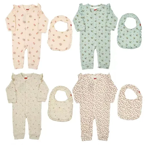 Factory Wholesale Price High Quality Customized Bamboo Baby Romper Bib Two