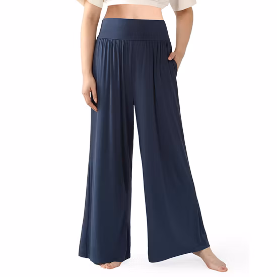 Summer Custom Ladies Pyjama Pants Home Ruffle Trim Cozy Night Lounge Pants Viscose Women Pajama Pants