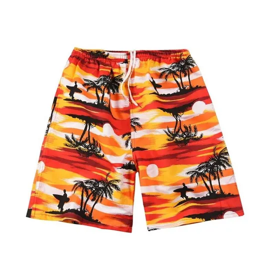 Custom Print Waist 5 Inseam Casual Men Beachwear Quick Dry Beach Pants 