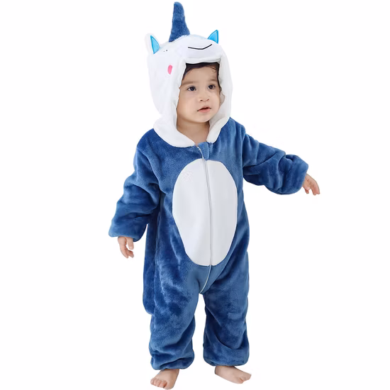 Cute Flannel Coral Fleece Baby Rompers Pajamas for Winter with Animal Designs