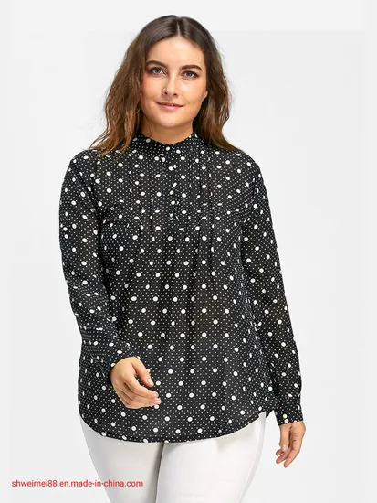 Women′s Long Sleeve Floral Print Round Neck Plus Size Tops Blouse Shirts Tunic 