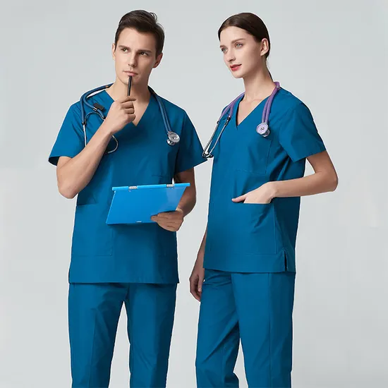 New Design Men′s Polyester Spandex Scrubs Stretch Salon Uniform SPA Tunics 